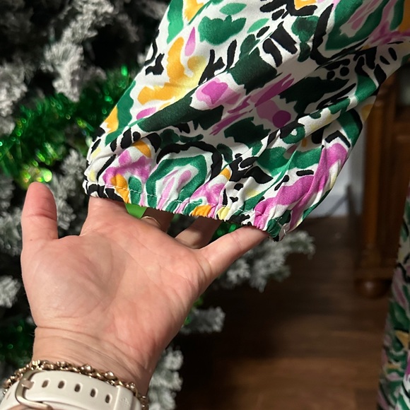 SHEIN Green and Pink Patterned Midi Dress - Picture 3 of 6